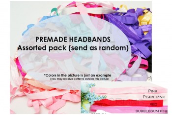 Premade Headband SOLID color, Mix assorted, NB/Toddler, Pack of 10